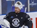 Toronto Maple Leafs goaltender Sergei Bobrovsky attends the team's training camp in Etobicoke at the Ford Performance Center on September 17, 2026.