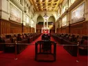 The Senate Chamber sits empty in Ottawa.