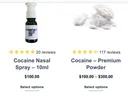 An ad for an online retailer and Facebook advertiser selling cocaine.