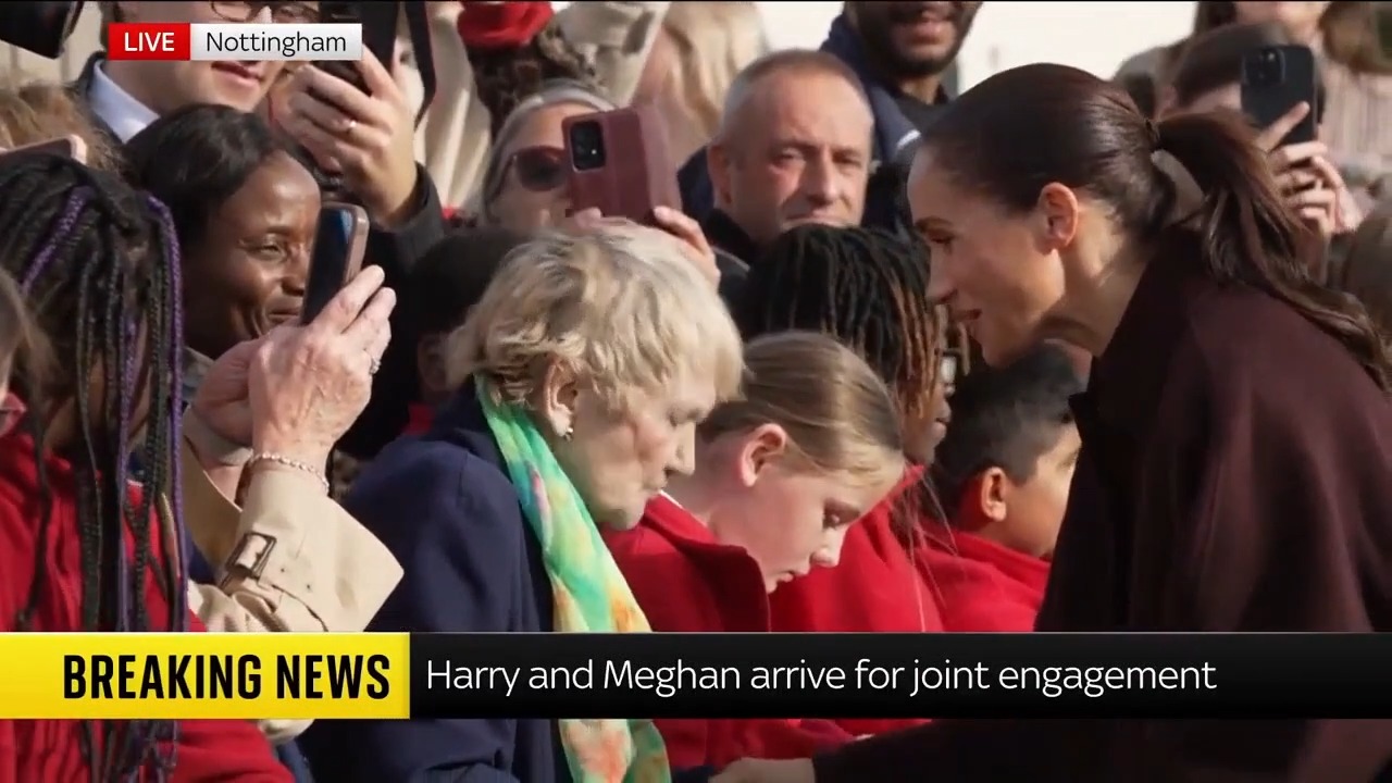 Prince Harry and Meghan greet fans in Nottingham as they arrive for their first engagement since returning to the UK